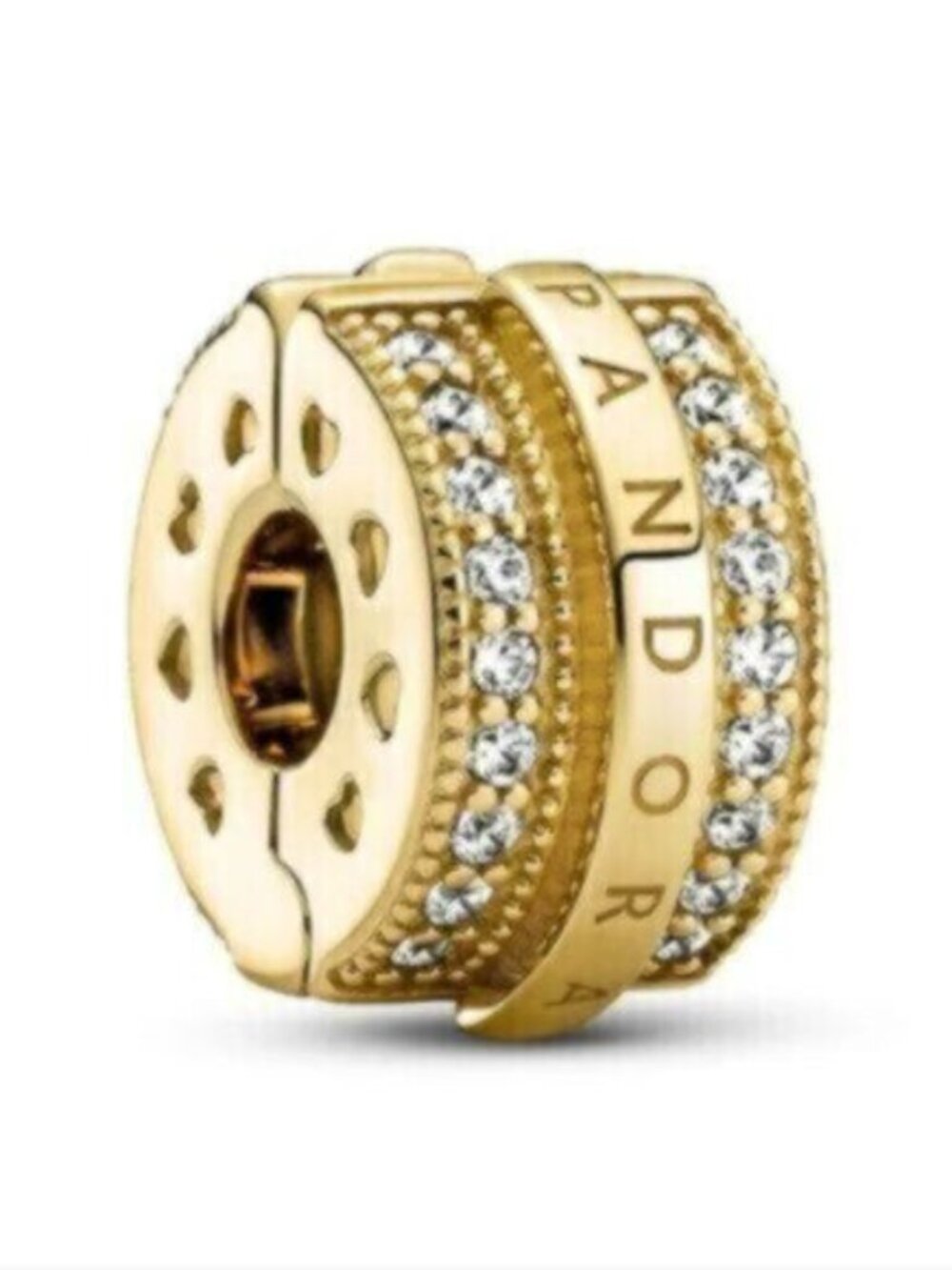 Pandora Gold Pave Spacer Charm with Clear Stones